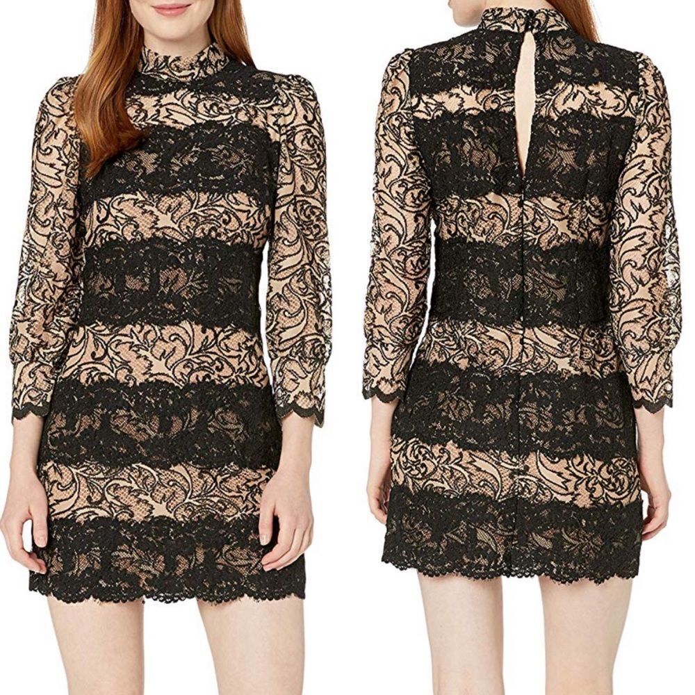 NWT Tracy reese puff sleeve laced mock neck mini dress women’s size 6 cocktail